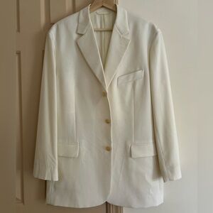 CHICJOC Limited Edition White/Ivory 100% Wool Blazer – Size 36/S